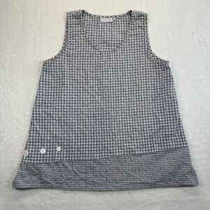 Habitat Sleeveless Top Gingham‎ Checkered Button Accent Casual Comfy Size L READ